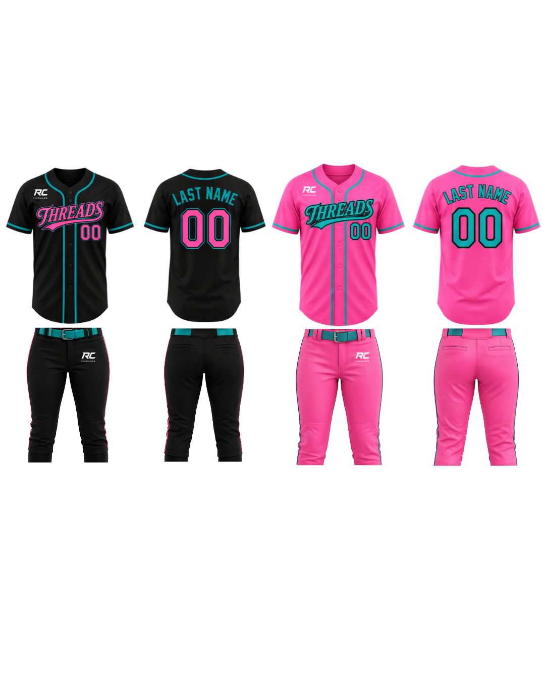 Custom Softball Uniform (Home and Away Tops + 2 Pants)